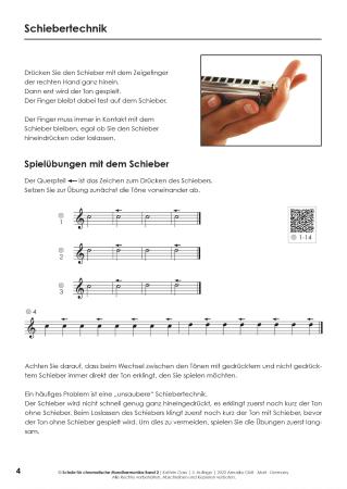 Schule für chromatische Mundharmonika Band 2, Kathrin Gass, Schulwerk, Lehrwerk, Mundharmonikaschule, Chromonica, mit Online-Material, Fortgeschrittene, leicht, Mundharmonika Noten, Mundharmonika spielen lernen, Probeseite