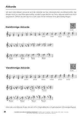 Schule für chromatische Mundharmonika Band 3, Kathrin Gass, Schulwerk, Lehrwerk, Mundharmonikaschule, Chromonica, mit Online-Material, Intervallspiel, Fortgeschrittene, leicht-mittelschwer, Mundharmonika Noten, Mundharmonika spielen lernen, Demoseite