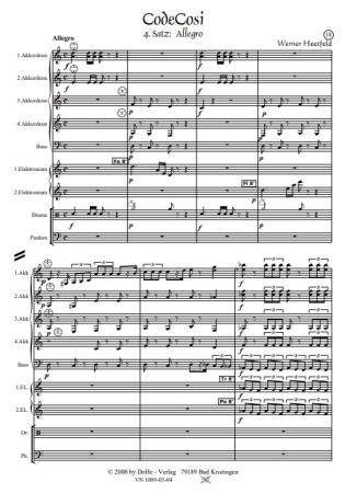 CodeCosi, Werner Heetfeld, Akkordeon-Orchester, Fantasie in vier Sätzen, viersätzige Komposition, mit rechts und links, Wertungsstück, Wettbewerbsstück, Wettbewerbsliteratur, schwer, Oberstufe, Akkordeon Noten, Originalkomposition, Originalmusik, Blick in