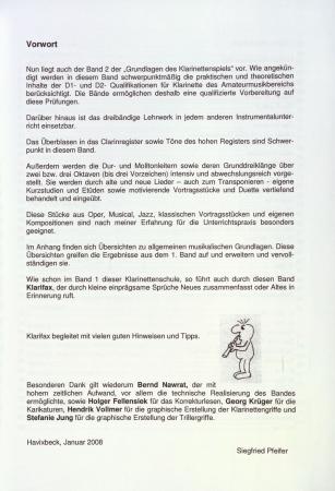 Die D1/D2 Schule für Klarinette, Siegfried Pfeifer, Schulwerk für Klarinette, Klarinettenschule, Lehrwerk, Clarinregister, hohes Register, Klarinette spielen lernen, leicht, Klarinetten Noten, Klarinettenunterricht, Vorwort