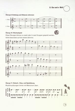 Die D2-Schule für Sopranflöte (Spielmannsflöte), Bernd Nawrat, Flötenschule, Spielmannszug-Flöte, Schulwerk, Lehrwerk, Molltonleitern, Molltonarten, praktische Gehörbildung, Vortragsstücke, Duette, leicht, Flöten Noten, Beispielseite
