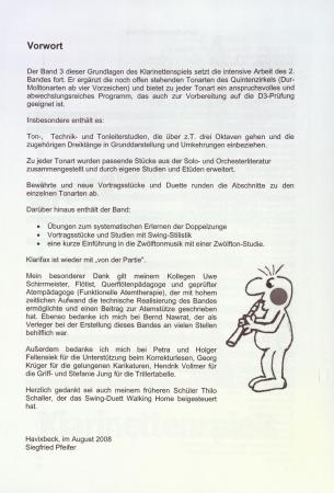 Die D3 Schule für Klarinette, Siegfried Pfeifer, Schulwerk für Klarinette, Klarinettenschule, Lehrwerk, Klarinette spielen lernen, leicht-mittelschwer, Klarinetten Noten, Klarinettenunterricht, Vorwort