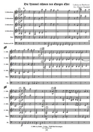 Die Himmel rühmen des Ewigen Ehre, Ludwig van Beethoven, Werner Heetfeld, Akkordeon-Orchester, Choral, Kirchenmusik, Kirchenkonzert, leicht, Akkordeon Noten, Probeseite