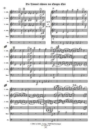 Die Himmel rühmen des Ewigen Ehre, Ludwig van Beethoven, Werner Heetfeld, Akkordeon-Orchester, Choral, Kirchenmusik, Kirchenkonzert, leicht, Akkordeon Noten, Notenbeispiel