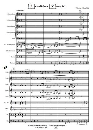 Feierliches Vorspiel, Werner Heetfeld, Akkordeon-Orchester, Originalkomposition, Konzertstück, Kirchenkonzert, mittelschwer, Akkordeon Noten, Originalmusik, Notenbeispiel