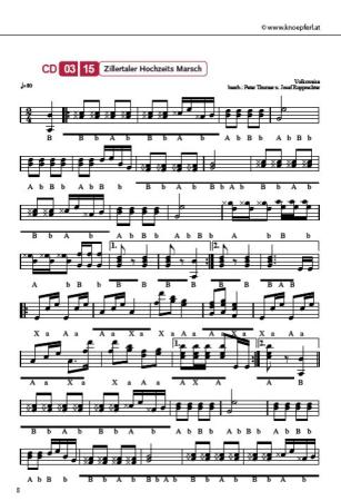 Festtag für Knöpferl, Peter Thurner, Josef Rupprechter, Steirische Harmonika, Griffschrift, Spielheft, Soloband, mittelschwer, ​inkl. Audio-CD, Harmonika Noten, Beispielseite