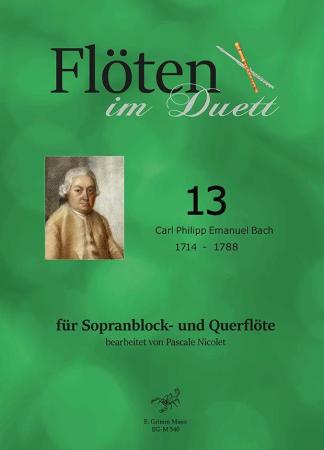 Flöten im Duett 13, Carl Philipp Emanuel Bach, Pascale Nicolet, Spielheft, Sopranblockflöte und Querflöte, Flötenduo, 2 Flöten, klassische Musik, Barock, Klassik, Frühklassik, Duo-Noten, Noten für Flötenduo, Cover