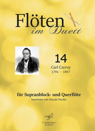 Flöten im Duett 14, Carl Czerny, Pascale Nicolet, Spielheft, Sopranblockflöte und Querflöte, Flötenduo, 2 Flöten, klassische Musik, Wiener Klassik, Romantik, Duo-Noten, Noten für Flötenduo, Cover