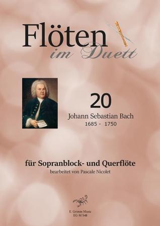 Flöten im Duett 20, Johann Sebastian Bach, Pascale Nicolet, Spielheft, Sopranblockflöte und Querflöte, Flötenduo, 2 Flöten, klassische Musik, Barock, Klassik, Duo-Noten, Noten für Flötenduo, Cover