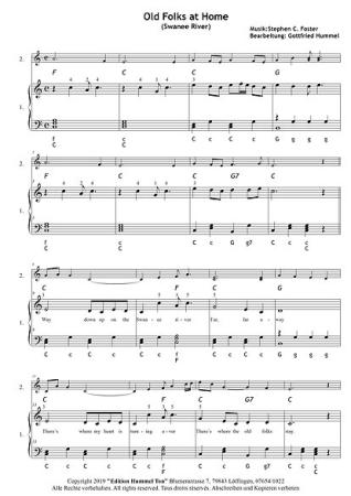 Folksong Highlights by Stefen Foster, Gottfried Hummel, Akkordeon-Solo, Standardbass MII, Klavier, Keyboard, Spielheft, Soloband, 2. Stimme ad lib., leicht-mittelschwer, Akkordeon Noten, Einblick in die Noten