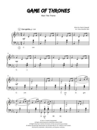 Game Of Thrones (Main Title Theme), Ramin Djawadi, Hans-Günther Kölz, Einzelausgabe, Akkordeon-Solo, Standardbass MII, Filmmusik, Soundtrack, Fantasyserie, mittelschwer, Akkordeon Noten, Blick in die Noten