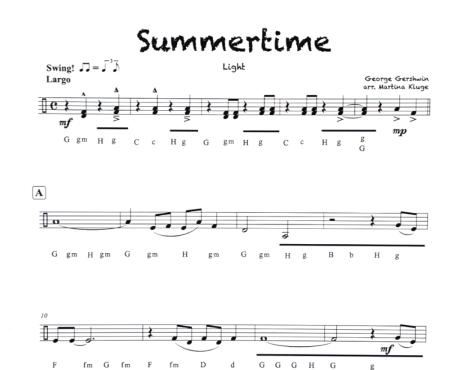 George Gershwin für Steirische Harmonika - Summertime, Martina Kluge, Steirische Harmonika, Griffschrift, Spielheft, Soloband, leicht-mittelschwer, ​Harmonika Noten, Probeseite