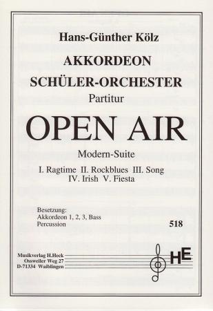 Open Air, Hans-Günther Kölz, Akkordeonorchester, Suite in 5 Sätzen, Wertungsstück, Elementarstufe, Wettbewerbsliteratur, Originalmusik, leicht-mittelschwer, Originalkomposition, Akkordeon Noten