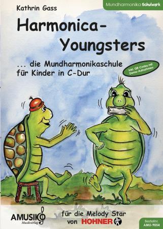 Harmonica-Youngsters, Kathrin Gass, diatonische Mundharmonika, Melody Star, Schulwerk, Lehrwerk, Mundharmonikaschule, Spielheft, mit Online-Material, sehr leicht, Mundharmonika Noten, Mundharmonika spielen lernen, Anfänger, für Kinder, Klassenmusizieren i