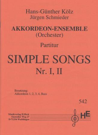 Simple Songs Nr.I, II, Hans-Günther Kölz, Jürgen Schmieder, Akkordeon-Ensemble, Akkordeon-Orchester, Originalkomposition, Originalmusik, Wertungsstück, Wettbewerbsliteratur, mittelschwer, Mittelstufe, Akkordeon Noten