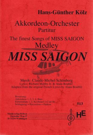 Miss Saigon, Claude-Michel Schönberg, Hans-Günther Kölz, Akkordeonorchester, Musical, Medley, Potpourri, Wertungsstück, Wettbewerbsliteratur, Oberstufe, mittelschwer-schwer, Akkordeon Noten