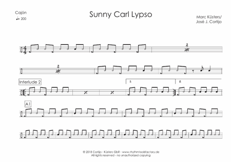 iPlay Cajón Vol. I, Prof. José J. Cortijo, Marc Küsters, Lehr- und Schulungsmaterial für Cajón auf CD-Rom, 11 Playalongs, ausdruckbare Noten, vollständig transkribierte Cajón-Soli, verschiedene Genres, Level 2-5, Cajon Noten, Probeseite