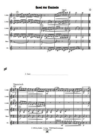 Insel der Fantasie, Werner Heetfeld, Schüler-Orchester, Akkordeon-Orchester, Suite in 4 Sätzen, viersätzig, leicht, Akkordeon Noten, erste Orchesterstücke, Notenbeispiel