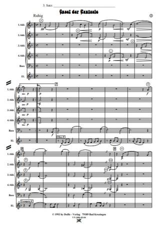 Insel der Fantasie, Werner Heetfeld, Schüler-Orchester, Akkordeon-Orchester, Suite in 4 Sätzen, viersätzig, leicht, Akkordeon Noten, erste Orchesterstücke, Beispielseite