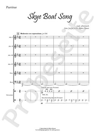 Skye Boat Song, Janin Janke, Björn Kasan, Akkordeon-Orchester, Akkordeon-Ensemble, Air, Scottish Traditional, alte schottische Melodie, gälische Folklore, leicht-mittelschwer, Easy-Stimme, Akkordeon Noten, Notenbeispiel