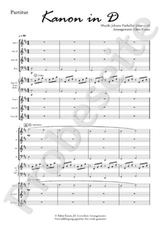 Preview: Kanon in D, Johann Pachelbel, Björn Kasan, Akkordeon-Orchester, Akkordeon-Ensemble, Hochzeit, Coverversion, Easy-Stimmen, Barock, Klassik, mittelschwer, Musik zum Träumen, Gänsehautmomente, Akkordeon Noten, Blick in die Noten