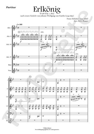 Erlkönig, Franz Schubert, Björn Kasan, Akkordeon-Orchester, Akkordeon-Ensemble, Easy-Stimme, Romantik, Klassik, mittelschwer-schwer, Gänsehautmomente, Akkordeon Noten, Ansichtsseite
