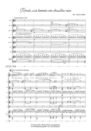 Horch, was kommt von draußen rein, Janin Janke, Akkordeon-Orchester, Akkordeon-Ensemble, deutsches Volkslied, deutsche Folklore, mittelschwer, Easy-Stimme, Akkordeon Noten, Beispielseite