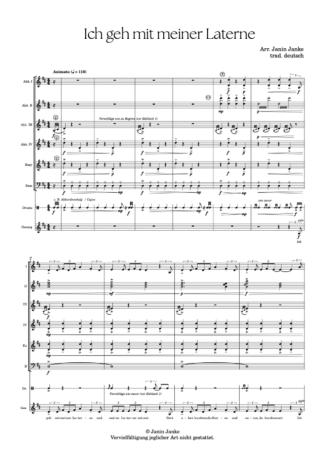 Ich geh mit meiner Laterne, Janin Janke, Akkordeon-Orchester, Akkordeon-Ensemble, deutsches Volkslied, deutsche Folklore, mittelschwer, Easy-Stimme, Akkordeon Noten, Blick in die Noten
