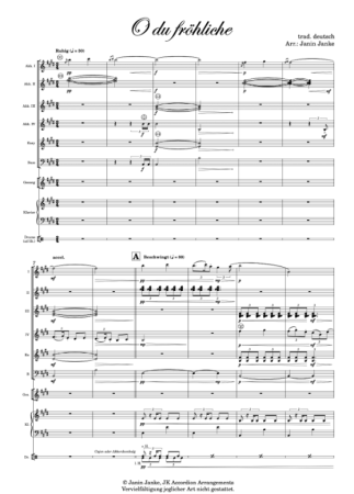 O du fröhliche, Janin Janke, Akkordeon-Orchester, Akkordeon-Ensemble, Weihnachten, Weihnachtslied, mittelschwer, Easy-Stimme, Akkordeon Noten, Notenbeispiel