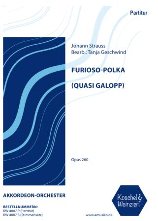 Furioso-Polka (Quasi Galopp), Johann Strauss, Tanja Geschwind, Akkordeon-Orchester, mittelschwer-schwer, Akkordeon Noten, Cover