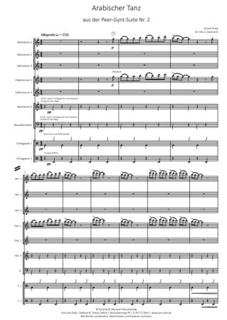 Arabischer Tanz, Peer-Gynt-Suite Nr. 2, Opus 55, Edvard Grieg, Nild Aebersold, Akkordeon-Orchester, mittelschwer-schwer, Akkordeon Noten, Notenbeispiel