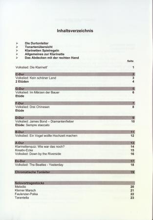 Übungsheft D1 für Klarinette, Siegfried Pfeifer, Prüfungsvorbereitung, D-Lehrgang, Dur-Tonleitern, Durdreiklänge, Einzelunterricht, Gruppenunterricht, Spielstücke, Vortragsstücke, leicht, Musiktheorie, praxisorientiert, Klarinetten Noten, Inhaltsverzeichn