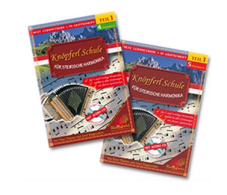 Knöpferl Schule für Steirische Harmonika Band 1, Peter Thurner, Josef Rupprechter, Lehrwerk, Schulwerk, Steirische Harmonika, Griffschrift, sehr leicht, ​inkl. Audio-CD, Harmonika spielen lernen, Anfänger, Wiedereinsteiger, Harmonikaunterricht, Harmonika