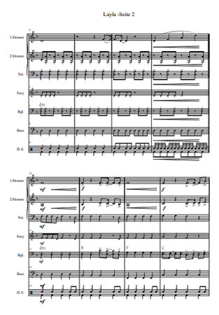 LAYLA, Sommerhit 2022, Dennis Geist, Thomas Wendt, Robin Leutner, Michael Müller, Gottfried Hummel, Akkordeon-Orchester, Partymusik, Mallorca, Malle, Festzelt, Easystimme, Kiddystimme, leicht-mittelschwer, Akkordeon Noten, Einblick