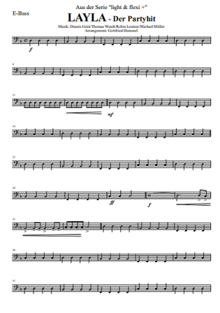 LAYLA, Sommerhit 2022, Dennis Geist, Thomas Wendt, Robin Leutner, Michael Müller, Gottfried Hummel, Akkordeon-Orchester, Partymusik, Mallorca, Malle, Festzelt, Easystimme, Kiddystimme, leicht-mittelschwer, Akkordeon Noten, Probeseite