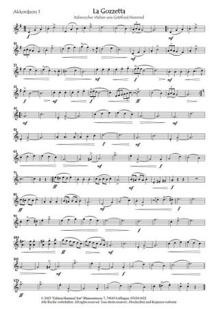 La Gozzetta, Gottfried Hummel, Akkordeonorchester, italienischer Walzer, musikalische Erinnerung, Toskana, Easy-Stimme, Kiddy-Stimme, leicht-mittelschwer, Akkordeon Noten, Notenbeispiel