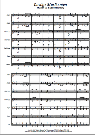 Lustige Musikanten, Marsch, Gottfried Hummel, Akkordeonorchester, leicht-mittelschwer, Akkordeon Noten