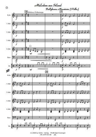 Melodien aus Irland, Werner Heetfeld, Akkordeon-Orchester, Medley, Potpourri, Polka, Air, leicht, Kiddystimme, Easy-Stimme, Akkordeon Noten, Probeseite