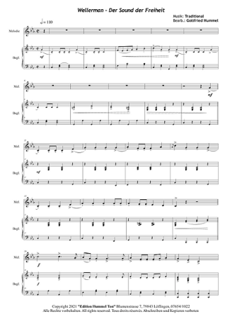 Nimm's leicht, Gottfried Hummel, Kammermusik-Spielheft, 2 Melodieinstrumente (in C, Bb, Es, C (Bass-Schlüssel)), Begleitstimme (Akkordeon oder Klavier), mittelschwer, Kammermusik Noten, Blick in die Noten