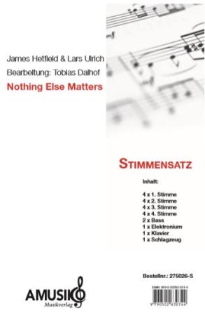Nothing Else Matters, Metallica, James Hetfield, Lars Ulrich, Tobias Dalhof, Metalhit für Akkordeon-Orchester, mittelschwer, Akkordeon Noten