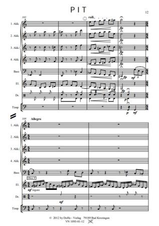 PIT Humoreske, Peter Iljitsch Tschaikowsky, Werner Heetfeld, Originalkomposition, Akkordeon-Orchester und Solo-Elektronium, Thema aus Klavierkonzert, Konzertstück, anspruchsvoll, schwer, Originalmusik, Akkordeon Noten, Einblick