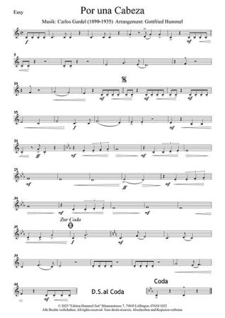 Por una Cabeza (Tango), Carlos Gardel, Gottfried Hummel, , Akkordeonorchester, Filmmusik, Easy-Stimme, Kiddy-Stimme, leicht-mittelschwer, Akkordeon Noten, Beispielseite