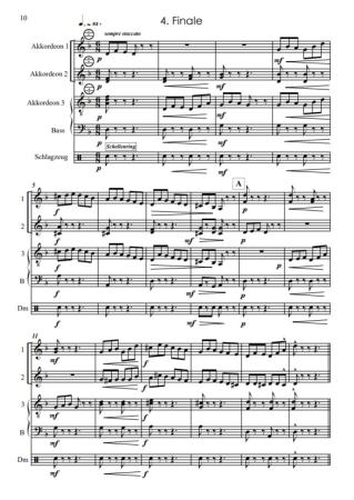 Kleine Ballett-Suite, Wolfgang Ruß, Akkordeon-Orchester, Akkordeon-Ensemble, kleine Besetzung, Quartett, Spielgruppe, Suite in 4 Sätzen, leicht, ideal für den Unterricht, Originalkomposition, Originalmusik, Akkordeon Noten, Blick in die Noten