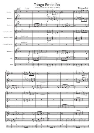Tango Emoción, Thomas Ott, Akkordeon-Orchester, Wertungsstück, Wettbewerbsstück, Wettbewerbsliteratur, Mittelstufe, leicht-mittelschwer, Originalkomposition, Originalmusik, Akkordeon Noten, Notenbeispiel