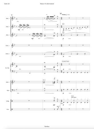 Return To Värmeland, Hans-Günther Kölz, Akkordeon-Orchester, Originalkomposition, Originalmusik, schwedisches Volkslied, mittelschwer-schwer, Akkordeon Noten, Blick in die Partitur