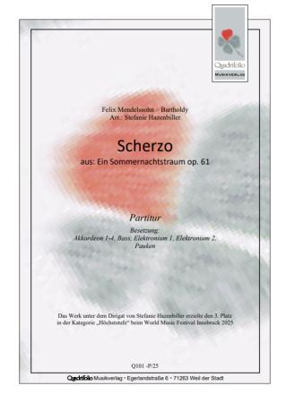 Scherzo aus: Ein Sommernachtstraum op. 61, Felix Mendelssohn-Bartholdy, Stefanie Hazenbiller, Akkordeonorchester, mittelschwer, Akkordeon Noten, Cover