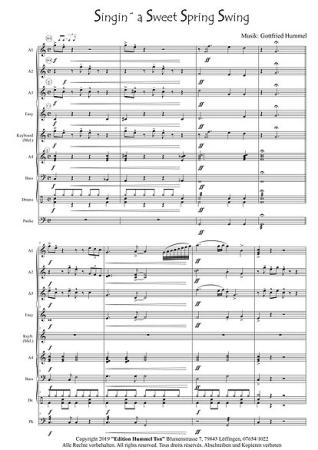 Singin' a Sweet Spring Swing, Partitur, Probeseite, Gottfried Hummel, Akkordeonorchester, jazzige Harmonien, leicht-mittelschwer, Easy-Stimme, Originalkomposition, Originalmusik, Akkordeon Noten