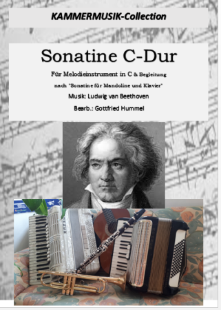 Sonatine C-Dur, Ludwig van Beethoven, Gottfried Hummel, Kammermusik-Spielheft, Melodieinstrument in C, Akkordeon, Violine, Gitarre, Begleitung, Klavier, Spielstück, leicht-mittelschwer, Kammermusik-Arrangement, Kammermusik Noten, Cover