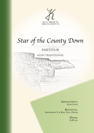 Star of the County Down, Janin Janke, Akkordeon-Orchester, Irish Traditional, alte irische Melodie, gälische Folklore, mittelschwer, Easy-Stimme, Akkordeon Noten, Cover