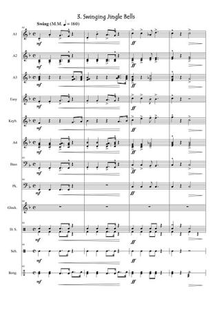 Swinging Christmas Bells, Einblick in die Noten, Gottfried Hummel, Akkordeonorchester, Weihnachtslieder, Weihnachtskonzert, leicht-mittelschwer, Easy-Stimme, Originalkomposition, Akkordeon Noten, Weihnachtsnoten